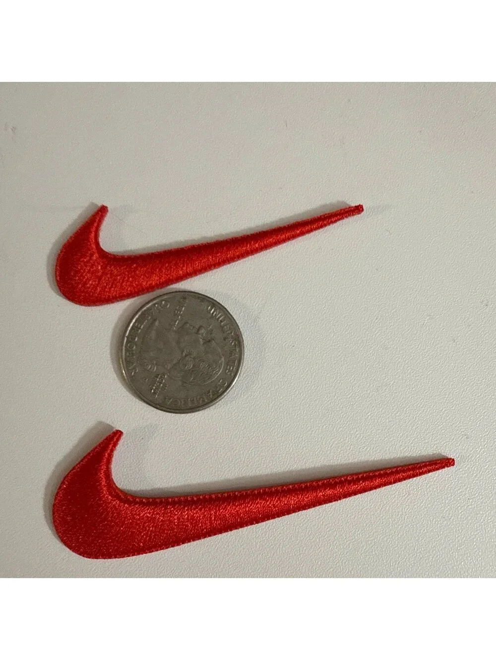 2 Pc of Nike Embroidered Swoosh Iron On Patches Red Patch 2.5 And 3 inches New